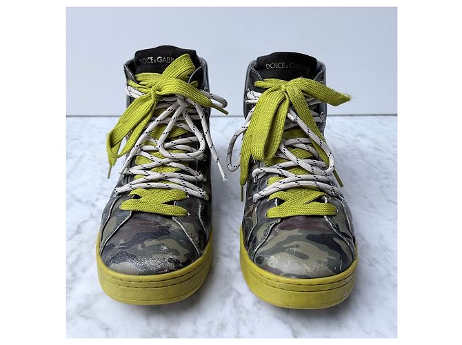 Dolce & Gabbana Sneakers Alte Camouflage Marrone Nero Verde - vista 2