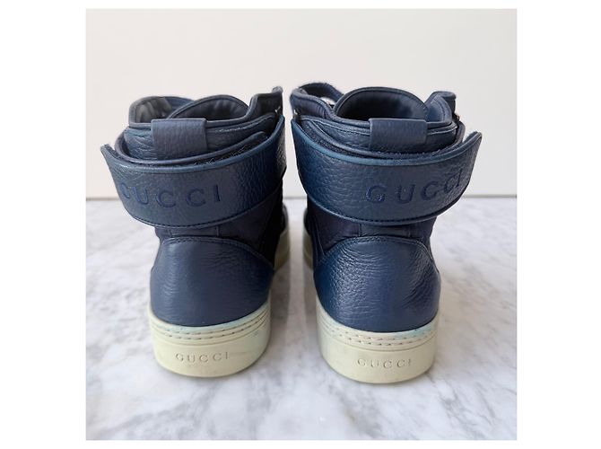 Gucci Sneakers Alte in Pelle Blu Navy Blu scuro - vista 3