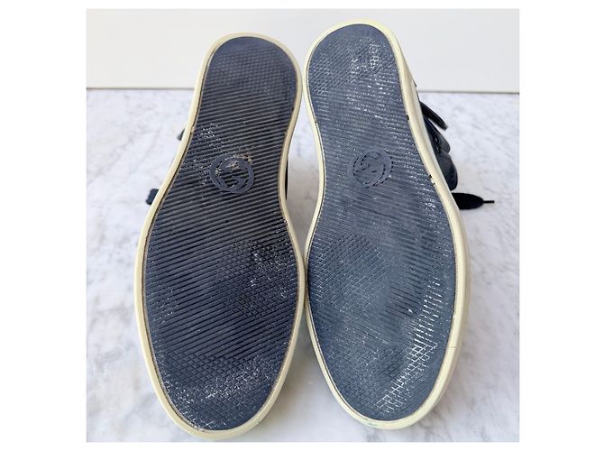 Gucci Sneakers Alte in Pelle Blu Navy Blu scuro - vista 4
