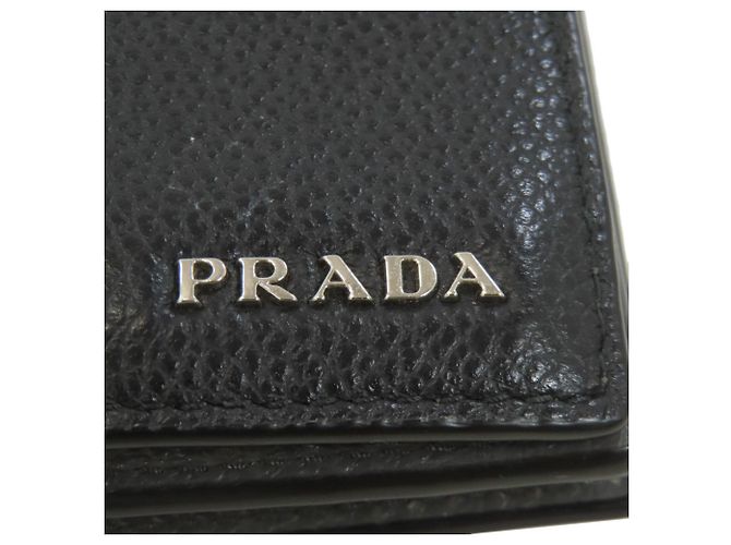 Prada Logo Leder-Bifold-Geldbörse Schwarz - Ansicht 17