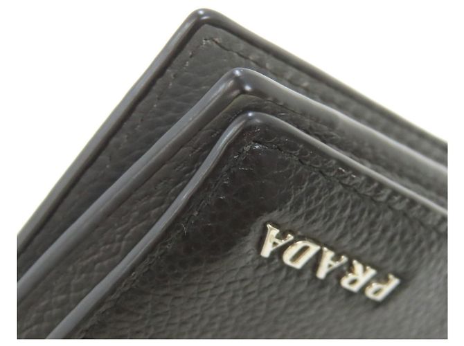 Prada Logo Leder-Bifold-Geldbörse Schwarz - Ansicht 24