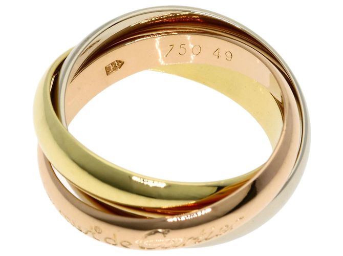 Anello Cartier Trinity in oro bianco oro giallo e oro rosa - vista 3