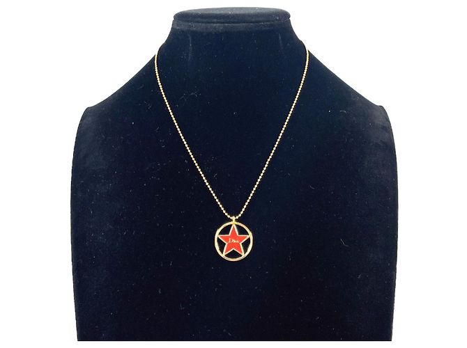 Collana Christian Dior Circle Star Logo D'oro Arancione - vista 6