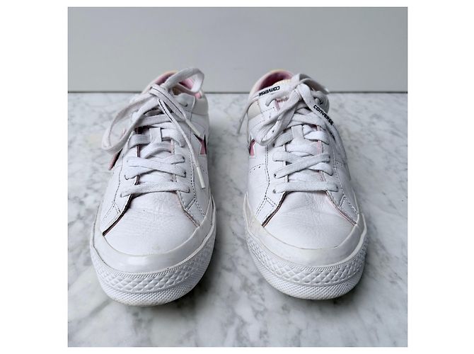 Converse One Star Sneakers Basse in Pelle - Bianco/Rosa Metallico - vista 2