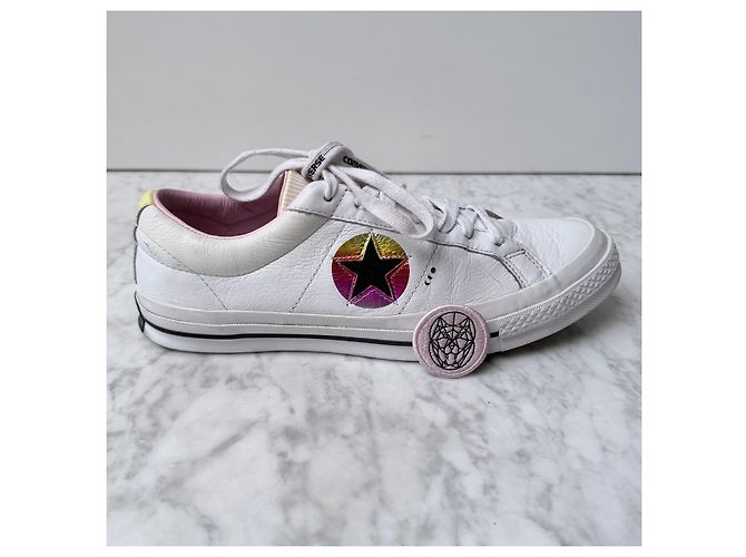 Converse One Star Sneakers Basse in Pelle - Bianco/Rosa Metallico - vista 4
