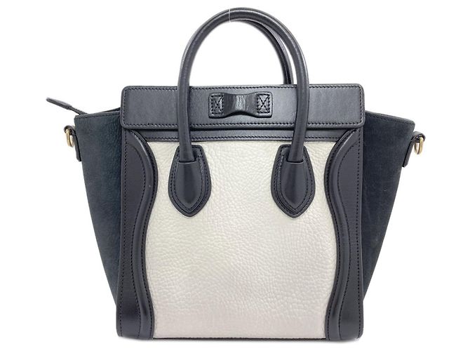 Céline Borsa Celine Luggage Nano 2-Way Nero Bianco - vista 2
