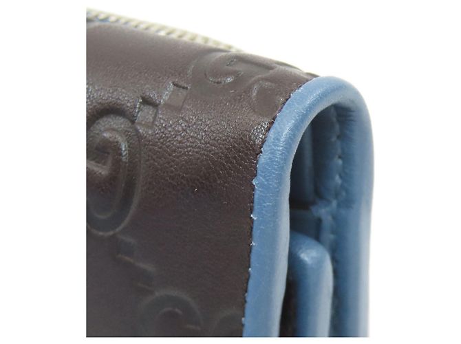 Gucci GG Signature Shima Bi-fold Wallet Blau Dunkelbraun - Ansicht 16