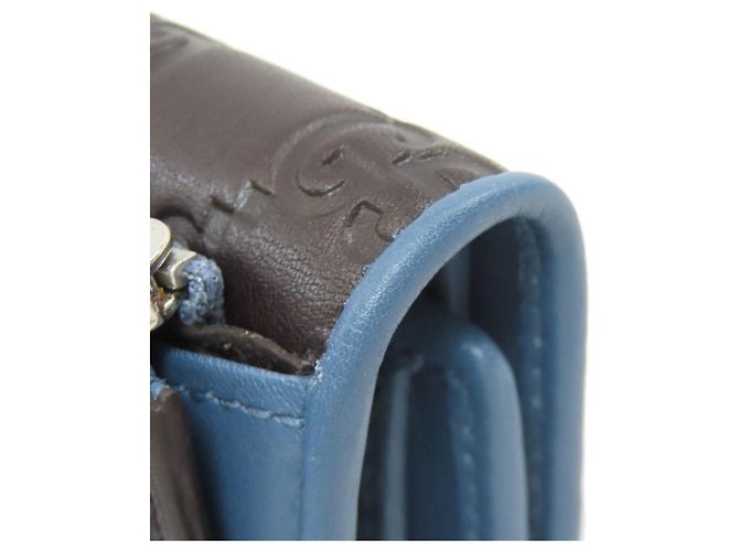 Gucci GG Signature Shima Bi-fold Wallet Blau Dunkelbraun - Ansicht 17