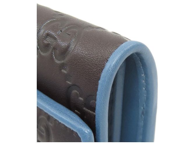 Gucci GG Signature Shima Bi-fold Wallet Blau Dunkelbraun - Ansicht 18