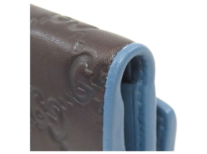 Gucci GG Signature Shima Bi-fold Wallet Blau Dunkelbraun - Ansicht 19