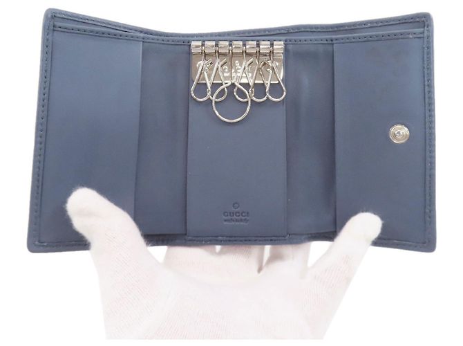 Gucci GG Signature Shima Bi-fold Wallet Blau Dunkelbraun - Ansicht 4
