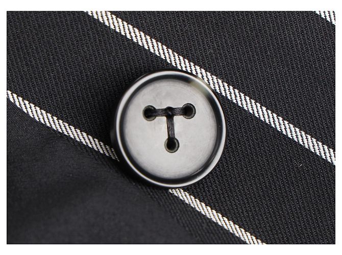 Blazer de rayas con cinturón en lana negra Tod's Negro - vista 8