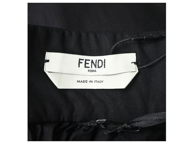 Camicia Fendi con collo alto e inserti in mesh in cotone nero - vista 4