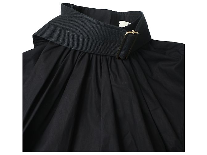 Camicia Fendi con collo alto e inserti in mesh in cotone nero - vista 5