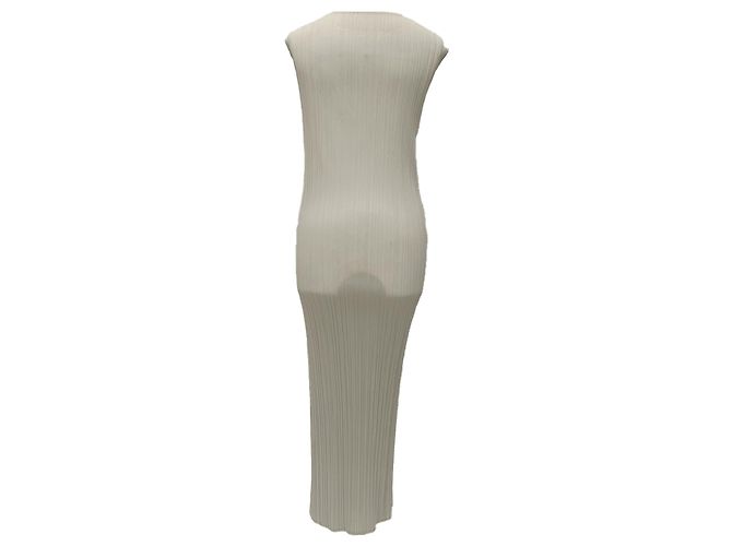 Ärmelloses Pleats Please Midi-Kleid aus hellgrauem Polyester Issey Miyake - Ansicht 3