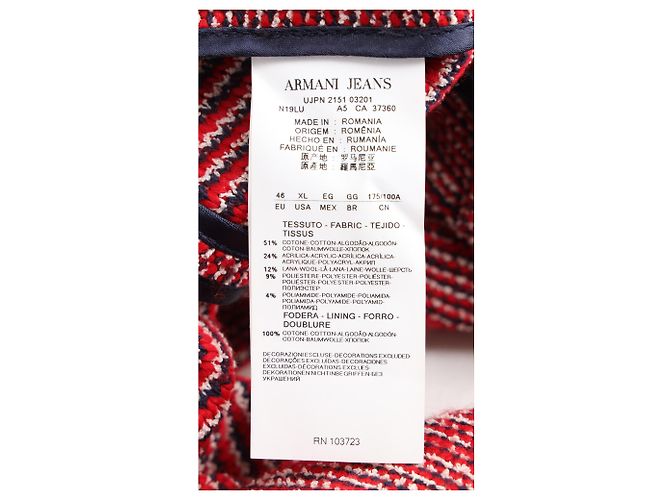 Blazer Armani Jeans de tweed de botonadura sencilla en algodón rojo Roja - vista 6