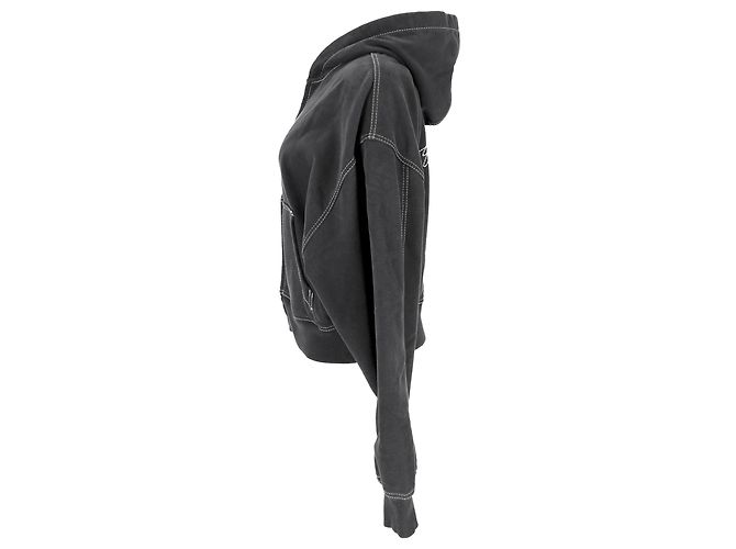 Acne Studios Kapuzenpullover mit Logo-Stickerei aus grauer Baumwolle - Ansicht 2