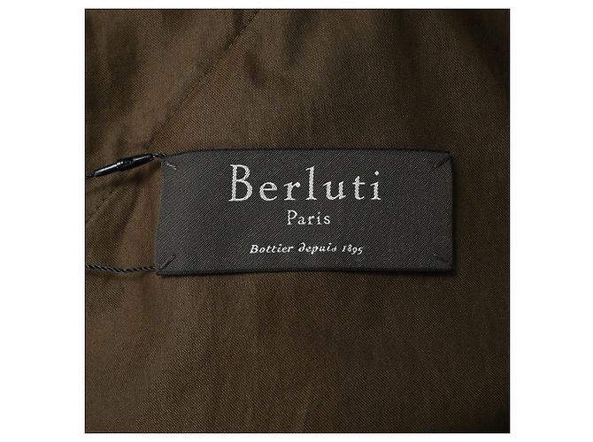Berluti Button-Down Panelled Hooded Coat in Olive Wool Green Olive green - view 4
