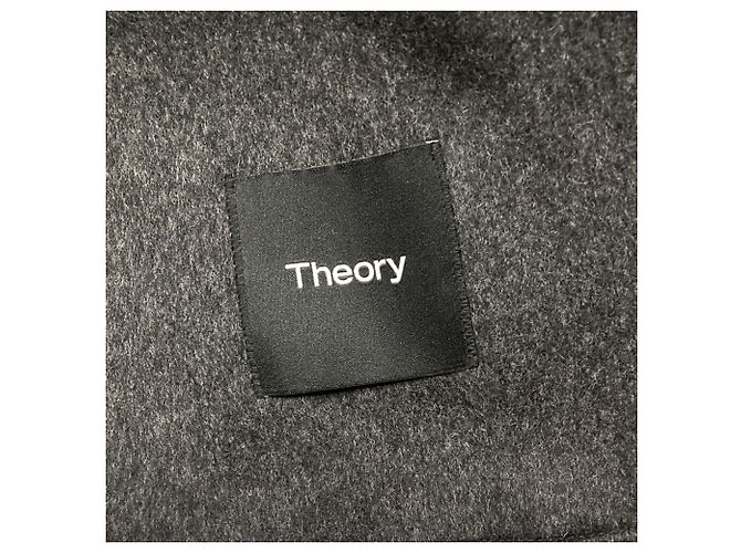 Theory Double-Breasted Coat in Grey Wool - view 5