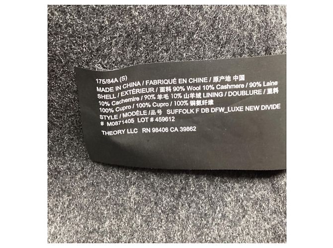 Theory Double-Breasted Coat in Grey Wool - view 6