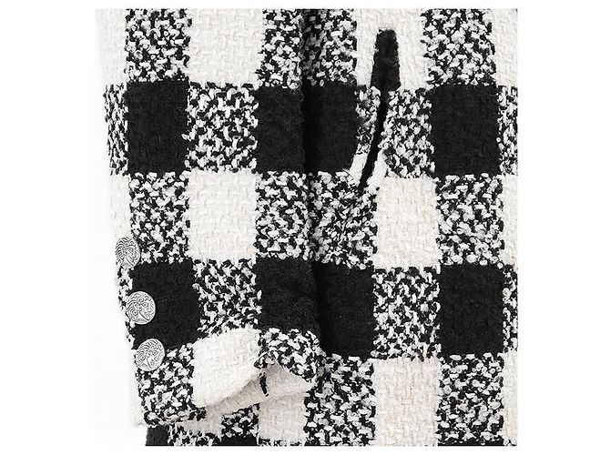 Timeless Abrigo Chanel P54393 de lana y seda tweed Blanco - vista 13