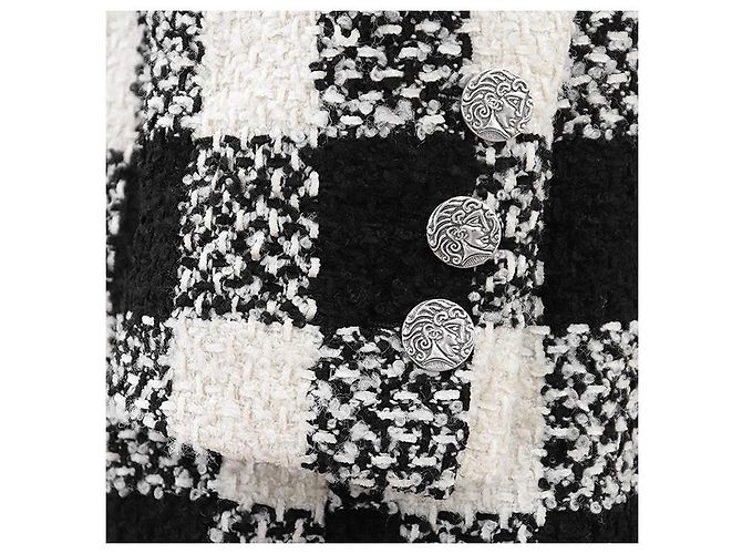 Timeless Abrigo Chanel P54393 de lana y seda tweed Blanco - vista 4