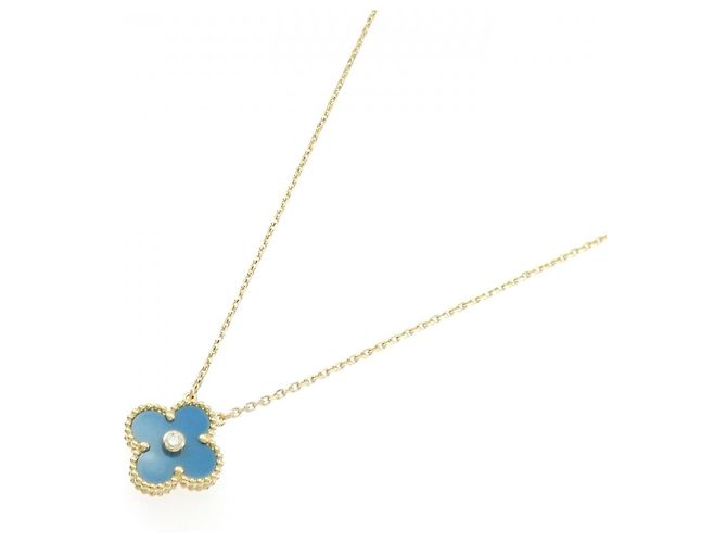 Collana Van Cleef & Arpels Vintage Alhambra 750 Oro Giallo e Diamante D'oro - vista 2