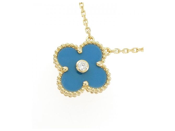 Collana Van Cleef & Arpels Vintage Alhambra 750 Oro Giallo e Diamante D'oro - vista 3
