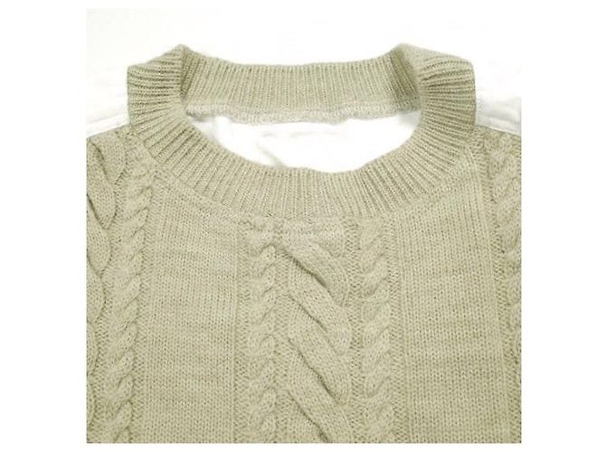 Autre Marque Top con unión de lana y algodón A AL2S143 Blanco Beige - vista 4