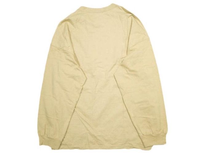Autre Marque Camiseta oversize de manga larga con bolsillo de algodón Beige - vista 2