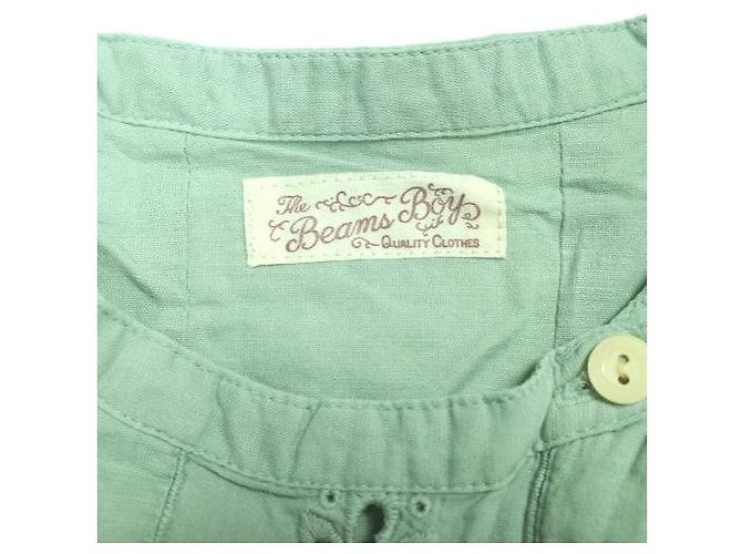 Autre Marque Camicetta in cotone BEAMS BOY con collo alto e lavorazione cutwork sul davanti Verde - vista 3