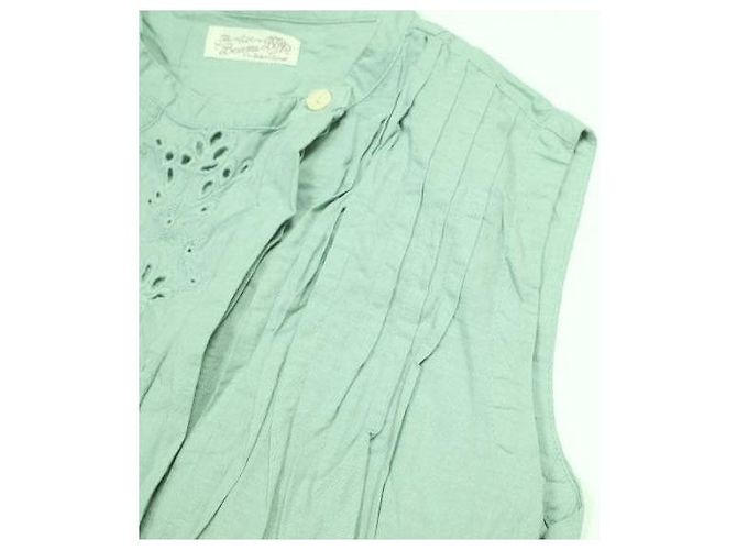 Autre Marque Camicetta in cotone BEAMS BOY con collo alto e lavorazione cutwork sul davanti Verde - vista 5