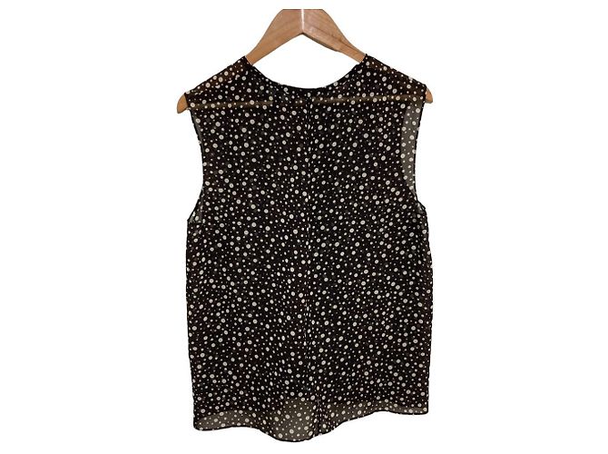 Camicetta senza maniche in chiffon stampato Theory CONTINUOUS SHELL Marrone - vista 3