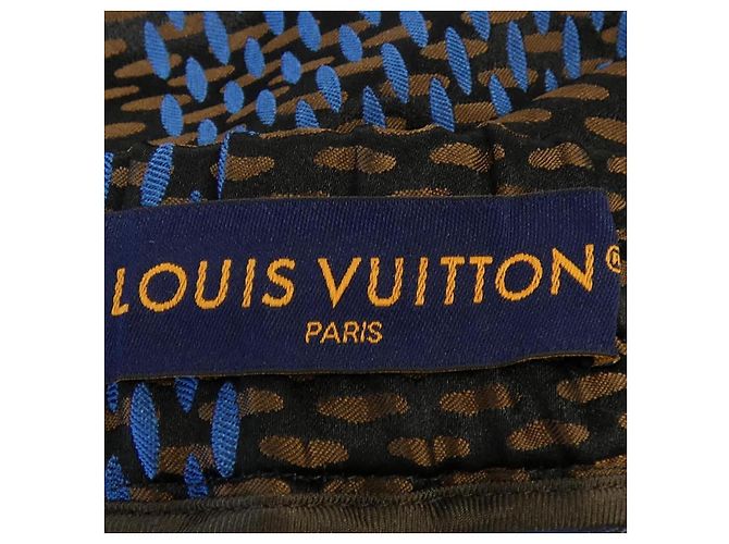 Pantalones de seda Damier Louis Vuitton Castaño Negro Azul - vista 4