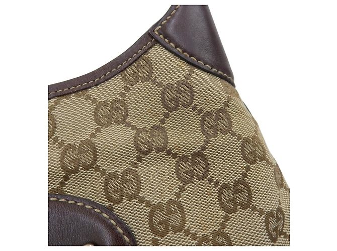 Borsa a Spalla Gucci GG Canvas Beige Marrone scuro - vista 6