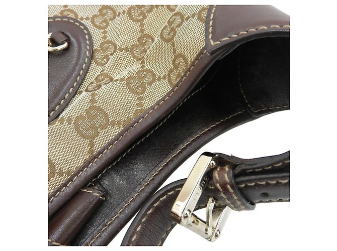 Borsa a Spalla Gucci GG Canvas Beige Marrone scuro - vista 9