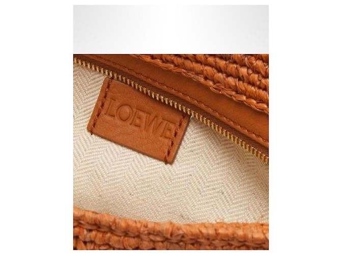 Loewe Slit Mini Borsa in Rafia e Pelle - Marrone - vista 10