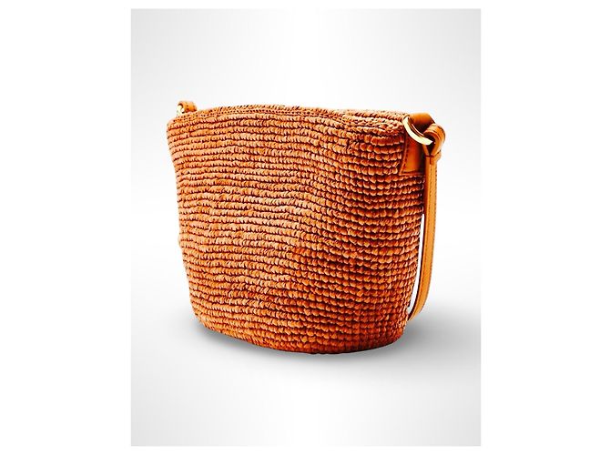 Loewe Slit Mini Borsa in Rafia e Pelle - Marrone - vista 2