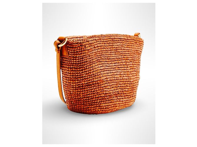 Loewe Slit Mini Borsa in Rafia e Pelle - Marrone - vista 3