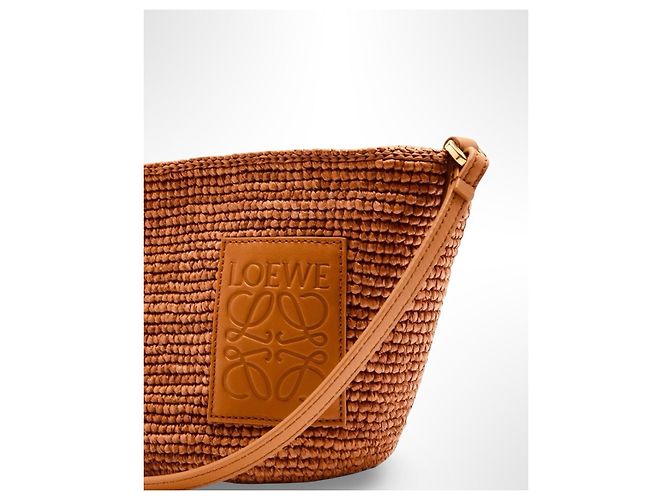 Loewe Slit Mini Borsa in Rafia e Pelle - Marrone - vista 5