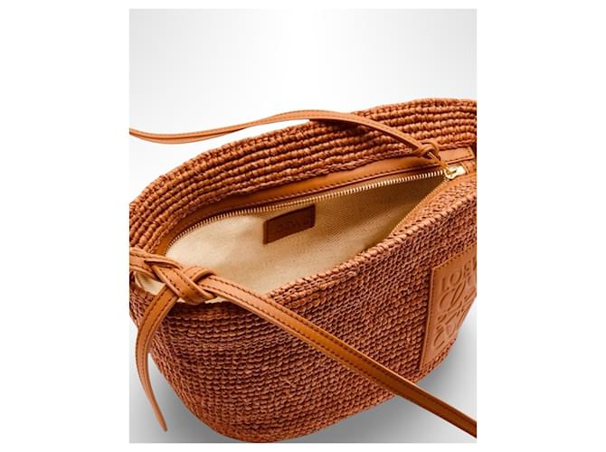 Loewe Slit Mini Borsa in Rafia e Pelle - Marrone - vista 6