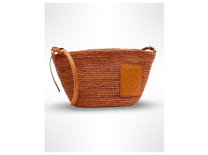 Loewe Slit Mini Borsa in Rafia e Pelle - Marrone - vista 7