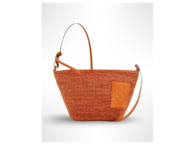Loewe Slit Mini Borsa in Rafia e Pelle - Marrone - vista 8