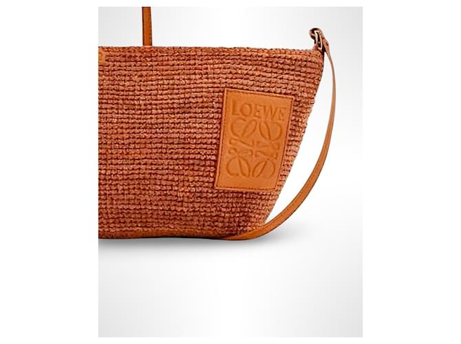 Loewe Slit Mini Borsa in Rafia e Pelle - Marrone - vista 9