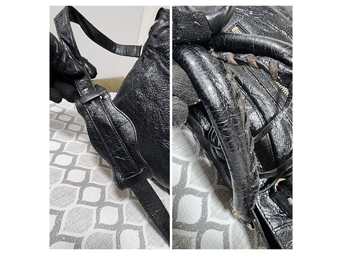 Balenciaga Motocross Classic Velo Borsa a Mano Nera Nero - vista 11