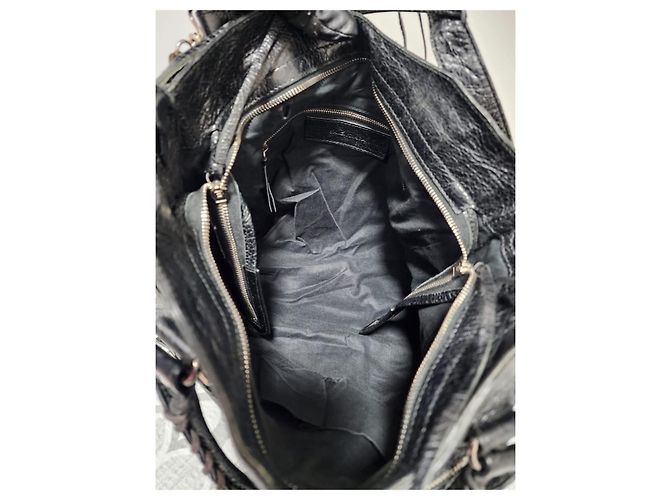 Balenciaga Motocross Classic Velo Borsa a Mano Nera Nero - vista 12