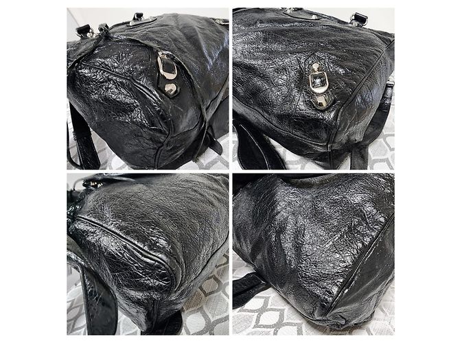 Balenciaga Motocross Classic Velo Borsa a Mano Nera Nero - vista 13