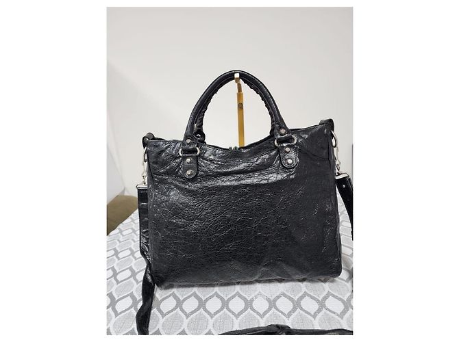 Balenciaga Motocross Classic Velo Borsa a Mano Nera Nero - vista 3