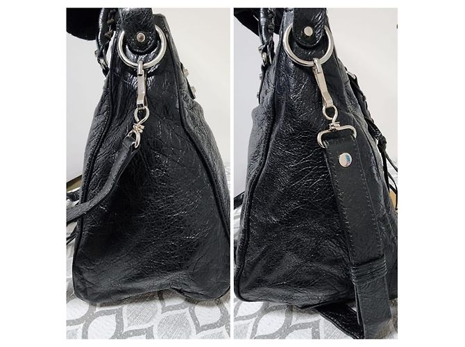 Balenciaga Motocross Classic Velo Borsa a Mano Nera Nero - vista 5