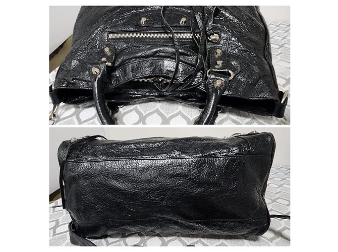 Balenciaga Motocross Classic Velo Borsa a Mano Nera Nero - vista 6